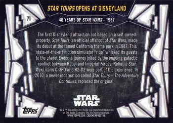 2017 Topps Star Wars 40th Anniversary #71 Star Tours Opens at Disneyland Back