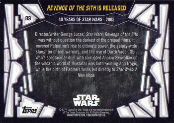 2017 Topps Star Wars 40th Anniversary #89 Revenge of the Sith is Released Back