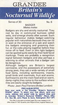 1987 Grandee Britain's Nocturnal Wildlife #6 Badger Back