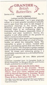 1983 Grandee British Butterflies #14 White Admiral Back