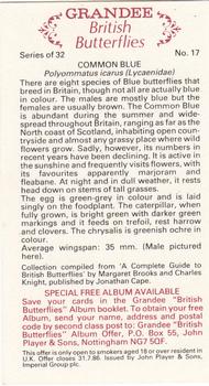 1983 Grandee British Butterflies #17 Common Blue Back