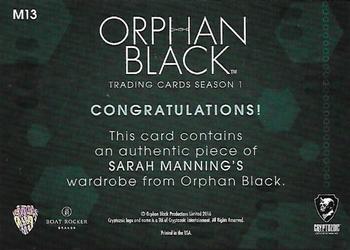 2016 Cryptozoic Orphan Black Season 1 - Wardrobe Relics #M13 Tatiana Maslany Back