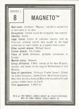 1987 Comic Images Marvel Universe I #8 Magneto Back