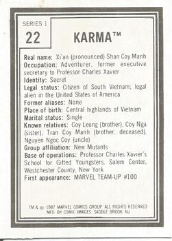 1987 Comic Images Marvel Universe I #22 Karma Back