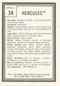 1987 Comic Images Marvel Universe I #34 Hercules Back