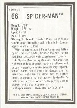 1987 Comic Images Marvel Universe I #66 Spiderman Back