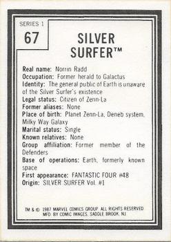1987 Comic Images Marvel Universe I #67 Silver Surfer Back
