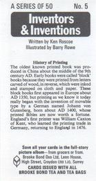 1975 Brooke Bond Inventors & Inventions #5 History of Printing Back