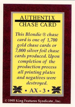 1995 Authentix Blondie - Silver Foil Signature #AX-3 Blondie & Dagwood Back
