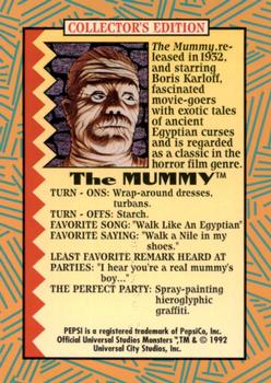 1992 Pepsi Universal Party Monsters #1 The Mummy Back