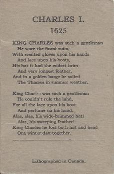 1930 O-Pee-Chee Kings & Queens (V302) #NNO Charles I Back