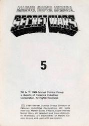 1984 Leaf Marvel Super Heroes Secret Wars Stickers #5 Captain America Back