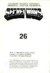 1984 Leaf Marvel Super Heroes Secret Wars Stickers #26 Incredible Hulk Back