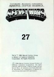 1984 Leaf Marvel Super Heroes Secret Wars Stickers #27 Incredible Hulk Back