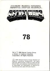 1984 Leaf Marvel Super Heroes Secret Wars Stickers #78 Nightcrawler Back