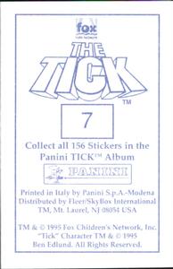 1995 Panini The Tick Stickers #7 Oof! Sooo... That's the way you want it, e Back
