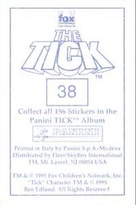 1995 Panini The Tick Stickers #38 We've only got seconds to thwart Chairface's evil plan Back