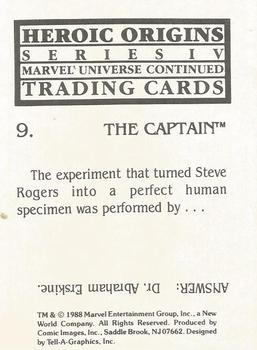 1988 Comic Images Marvel Universe IV Heroic Origins #9 The Captain Back