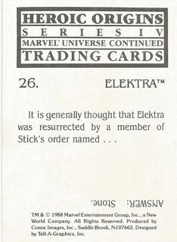 1988 Comic Images Marvel Universe IV Heroic Origins #26 Elektra Back