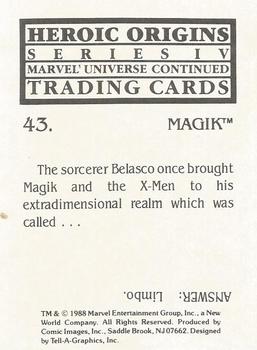 1988 Comic Images Marvel Universe IV Heroic Origins #43 Magik Back