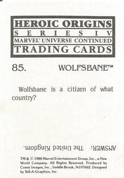 1988 Comic Images Marvel Universe IV Heroic Origins #85 Wolfsbane Back