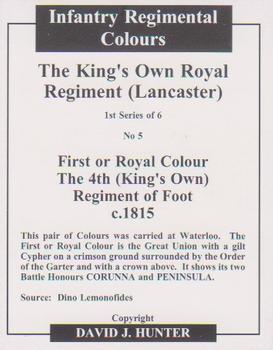 2005 Regimental Colours : The King's Own Royal Regiment (Lancaster) 1st Series #5 First or Royal Colour 4th Foot c.1815 Back