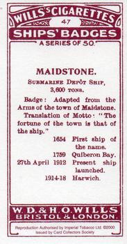 2000 Card Collectors Society Ships' Badges #47 Maidstone Back