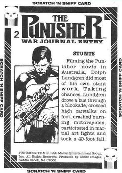 1992 Comic Images Punisher Guts and Gunpowder (Punisher War Journal) - Scratch & Sniff #2 Stunts Back