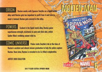 2017 Fleer Ultra Marvel Spider-Man #6 Molten Man Back