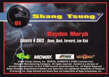 1994 Classic Mortal Kombat II #61 Shang Tsung Back