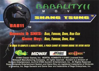1994 Classic Mortal Kombat II - Babality Moves #BAB11 Shang Tsung Back