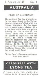 1959 Lyons Tea Australia #1 Flag of Australia Back