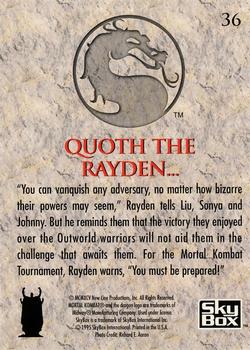 1995 SkyBox Mortal Kombat #36 Quoth the Rayden Back