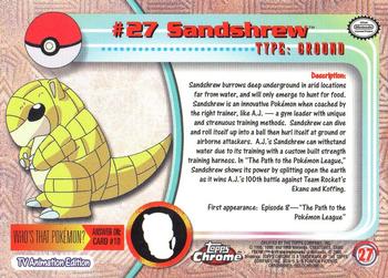 2000 Topps Chrome Pokemon #27 Sandshrew Back