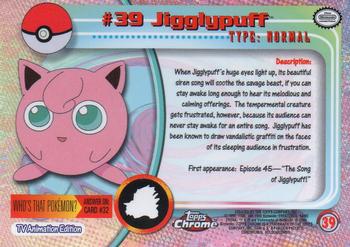 2000 Topps Chrome Pokemon #39 Jigglypuff Back