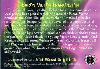 1995 Cornerstone Hammer Horror Series 1 #2 Baron Victor Frankenstein Back