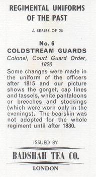 1968 Badshah Tea Regimental Uniforms of the Past #6 Coldstream Guards Back