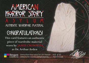 2016 Breygent American Horror Story Asylum - Wardrobe Materials #C2 Dr. Arthur Arden Back