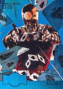2015 Fleer Retro Marvel - 1995 Flair Marvel Metal Blaster Precious Metal Gems Blue #6 Bullseye Front