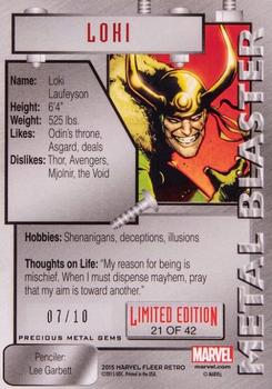 2015 Fleer Retro Marvel - 1995 Flair Marvel Metal Blaster Precious Metal Gems Green #21 Loki Back