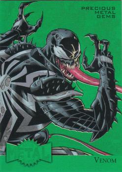 2015 Fleer Retro Marvel - 1995 Flair Marvel Metal Blaster Precious Metal Gems Green #42 Venom Front