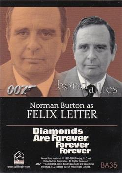 2008 Rittenhouse James Bond In Motion - Bond Allies #BA35 Norman Burton as Felix Leiter Back