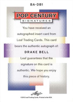 2013 Leaf Pop Century - Blue #BA-DB1 Drake Bell Back
