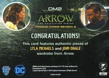 2017 Cryptozoic Arrow Season 3 - Wardrobe Dual #DM2 Audrey Marie Anderson / David Ramsey Back