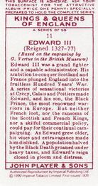 1990 Imperial Tobacco Co.1935 Player's Kings & Queens of England (Reprint) #11 Edward III Back
