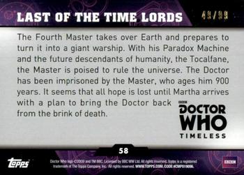 2016 Topps Doctor Who Timeless - Blue Foil #58 Last of the Time Lords Back