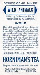 1958 Hornimans Tea Wild Animals #22 Wolf Back