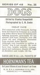 1961 Hornimans Tea Dogs #36 Great Dane Back