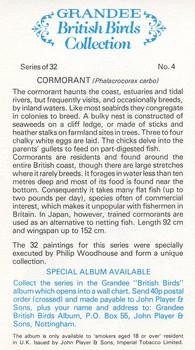 1980 Grandee British Birds Collection #4 Cormorant Back
