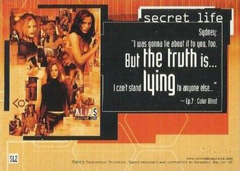 2002 Inkworks Alias Season 1 - Secret Life Puzzle #SL2 Sydney Back